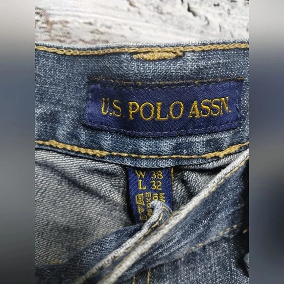 U S. Polo Assn. Blue Carpenter Utility Jeans Dark Wash 38 32‎ Vintage Y2K Baggy - Picture 8 of 13